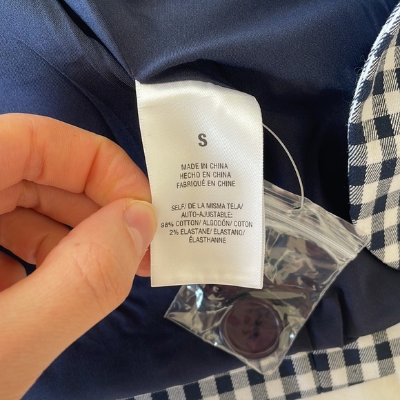 NWT Favorite Daughter Navy Blue Gingham Blazer Size Small - Picture 10 of 10